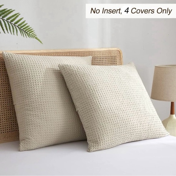 (4) Waffle Weave Euro Shams Throw Pillow Covers 26" x 26" • No Inserts - Picture 2 of 7